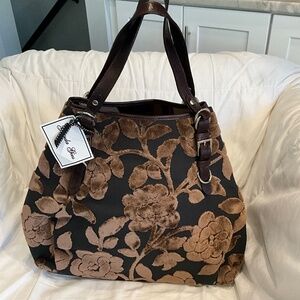 Glenda Gies Cocoa Floral Chenille NEW! (Lilly) Shoulder bag